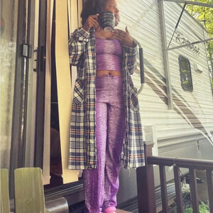 Unisex Vintage BVD blue and cream plaid robe
